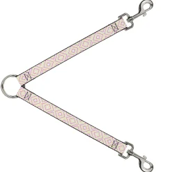 Dog Leash Splitter - Square Lines White/Fluorescent Orange/Pink/Yellow