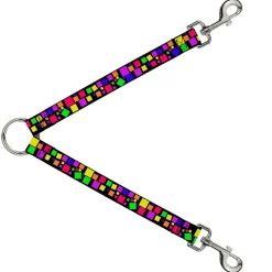 Dog Leash Splitter - Squares Black/Multi Color