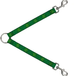 Dog Leash Splitter - St. Pat's Clovers Scattered2 Outline/Solid Greens