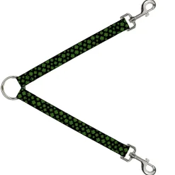 Dog Leash Splitter - St. Pat's Clovers Scattered Black/Green