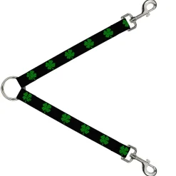Dog Leash Splitter - St. Pat's Black/Clovers