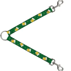 Dog Leash Splitter - St. Pat's Clovers/Beer Mugs Greens