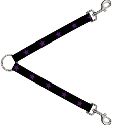 Dog Leash Splitter - Star Black/Purple