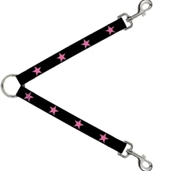 Dog Leash Splitter - Star Black/Pink