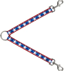 Dog Leash Splitter - Stars/Stripes Red/Blue/White