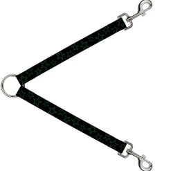 Dog Leash Splitter - Stars Scattered Black/Green