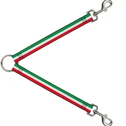 Dog Leash Splitter - Stripes Green/White/Red