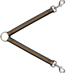 Dog Leash Splitter - Stripes Black Steel Blue Orange