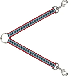 Dog Leash Splitter - Stripes Red/Blues/White