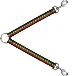 Dog Leash Splitter - Stripes Navy/Red/Yellow/Black/White/Green