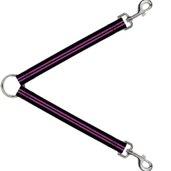 Dog Leash Splitter - Stripe Black/Pink