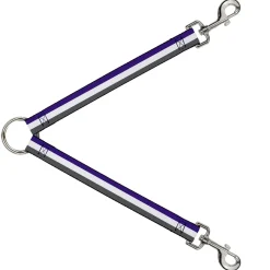 Dog Leash Splitter - Stripes Purple/White/Gray