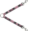 Dog Leash Splitter - Sugar Skulls Gray/Pink