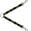 Dog Leash Splitter - Sugar Skulls Black/Olive/Burgundy