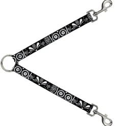 Dog Leash Splitter - Sugar Skulls Black/White