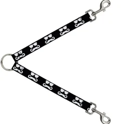 Dog Leash Splitter - Sunglasses & Mustache Black/White