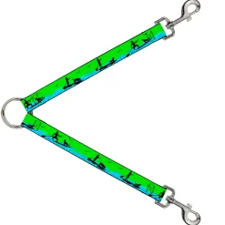 Dog Leash Splitter - SUP w/Dog Neon Green/Blues/Black