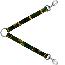 Dog Leash Splitter - Support Our Troops Camo Olive/Yellow Ribbon