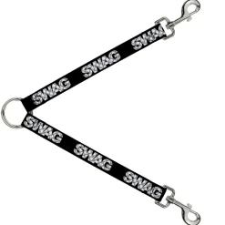 Dog Leash Splitter - SWAG Black/Plaid X White/Gray