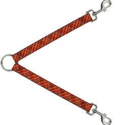Dog Leash Splitter - Tartan Plaid2 Red/Green/Yellow