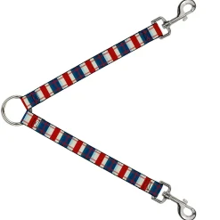 Dog Leash Splitter - Tartan Plaid Khaki/Blues/Red
