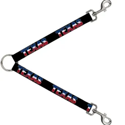 Dog Leash Splitter - TEXAS w/Star Black/White/Blue/Red