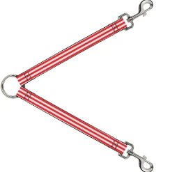 Dog Leash Splitter - Triple Stripe White/Red