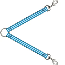 Dog Leash Splitter - Triple Stripe White/Blue