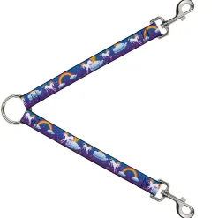 Dog Leash Splitter - Unicorns/Rainbows/Stars Blue/Purple