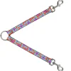 Dog Leash Splitter - Weave CLOSE-UP White Pink Orange Aqua