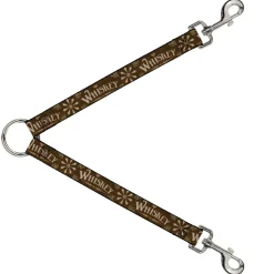 Dog Leash Splitter - Western WHISKEY Heart Repeat Browns Tan