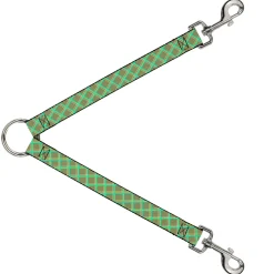 Dog Leash Splitter - Wire Grid Tan/Green/Yellow