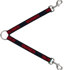 Dog Leash Splitter - YAHWEH Text Navy Blue Red