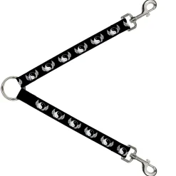 Dog Leash Splitter - Yin Yang w/Wings Black/White