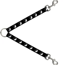 Dog Leash Splitter - Ying Yang Symbol Black/White