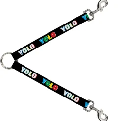 Dog Leash Splitter - YOLO Black/Multi Color