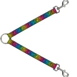 Dog Leash Splitter - Zebra Rainbow Ombre