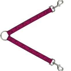 Dog Leash Splitter - Zebra 2 Fuchsia Pink