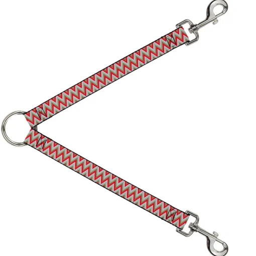 Dog Leash Splitter - Zig Zag White/Tan/Gray/Red