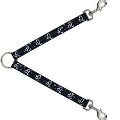Dog Leash Splitter - Zodiac Leo Symbol/Constellations Black/White