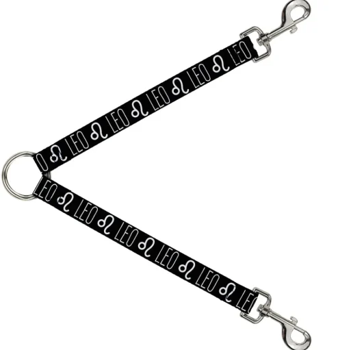 Dog Leash Splitter - Zodiac LEO/Symbol Black/White