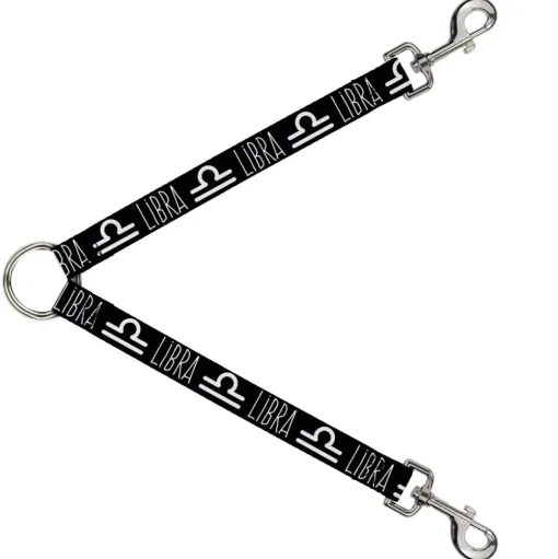 Dog Leash Splitter - Zodiac LIBRA/Symbol Black/White