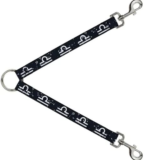 Dog Leash Splitter - Zodiac Libra Symbol/Constellations Black/White