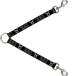 Dog Leash Splitter - Zodiac TAURUS/Symbol Black/White