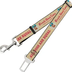 Dog Safety Seatbelt for Cars - BEACH DAWG CARE ALL DOGS ARE EQUAL Cream/Pink