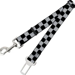 Dog Safety Seatbelt for Cars - Smiley Sad Face Checker Black/White