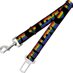 Dog Safety Seatbelt for Cars - LOVE IS LOVE/Heart Black/Rainbow