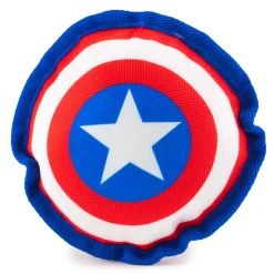 Dog Toy Ballistic Squeaker - Captain America Shield Red White Blue White