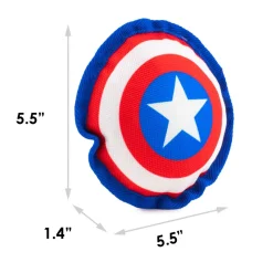 Dog Toy Ballistic Squeaker - Captain America Shield Red White Blue White