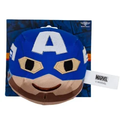 Dog Toy Ballistic Squeaker - Captain America Smiling Face Round Blue